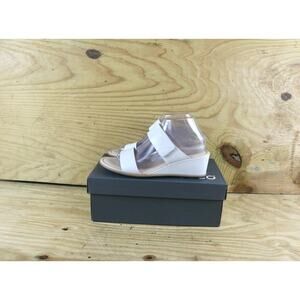 New Ecco Sandals Womens 40 White Leather Shape 35 Wedge Shoes Slip On